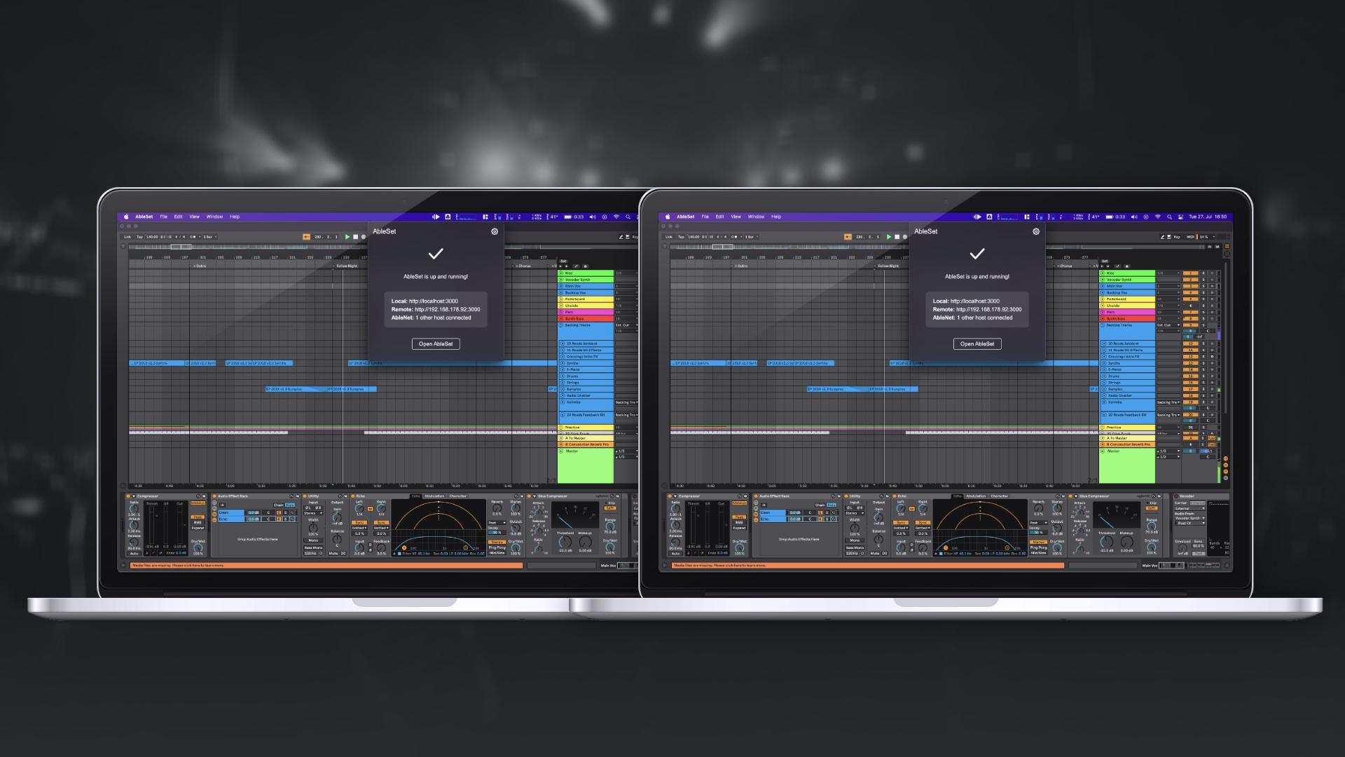 Two computers running AbleSet