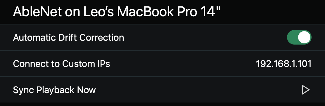 Custom IP Addresses Settings Window