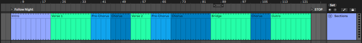 MIDI Clips on the Sections Track